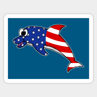 4th July Dolphin American Flag USA Animal Lovers Magnet